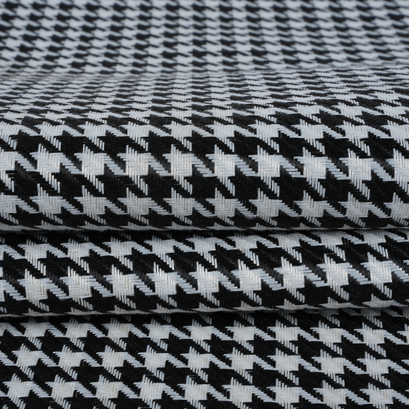 Houndstooth plädad polyester linnetyg